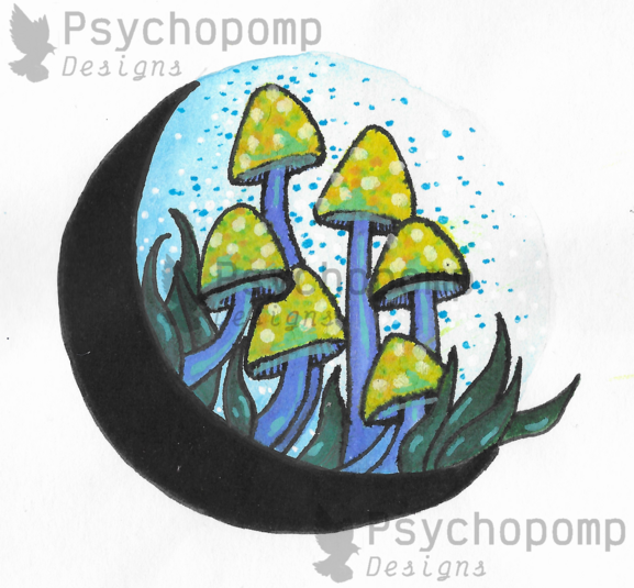 Moon Mushrooms (Blue & Green)
