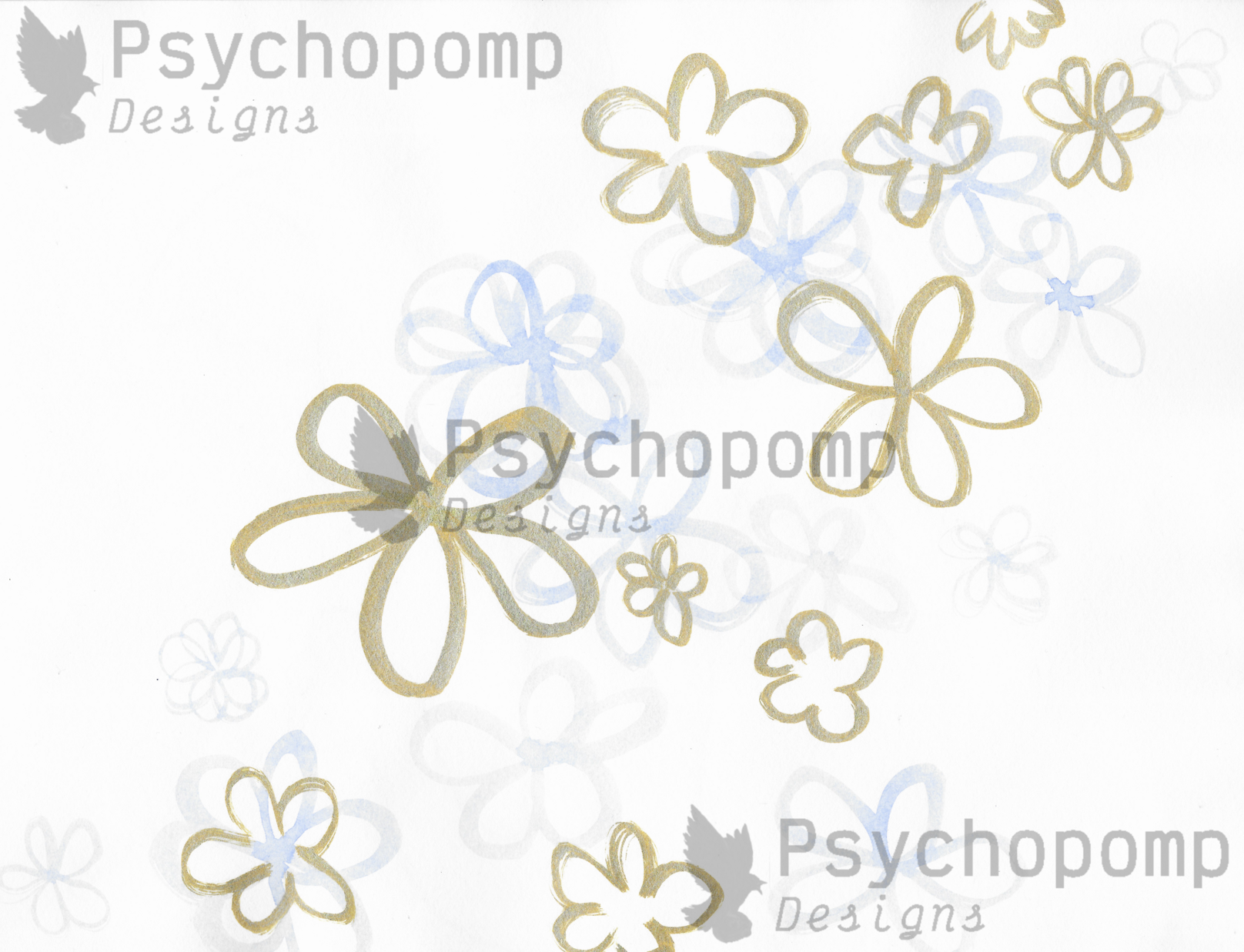 Gold & Blue Florals