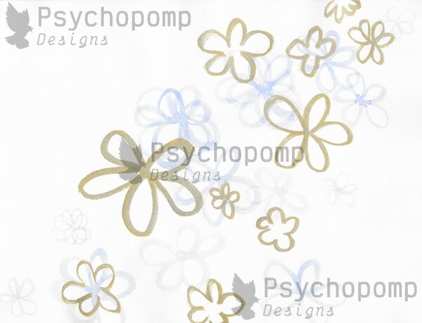 Gold & Blue Florals